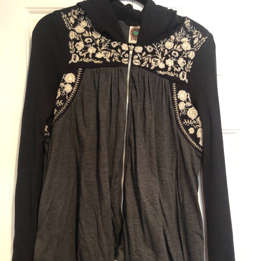 Free People Bubble Hem Zip Sweater